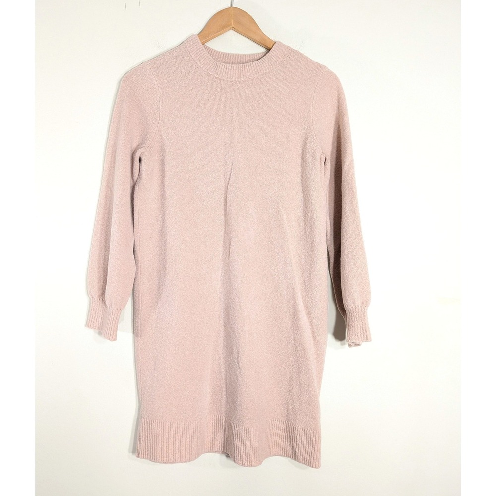 Daily Ritual Pink Sweater Dress; Wool Blend Long Sleeve Mini